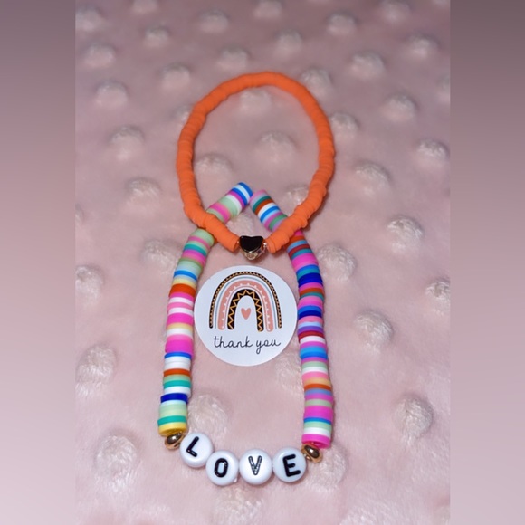SOLD!!🧡🤍TWO Bracelets Set *Handmade* 🤍🧡 - Picture 2 of 2